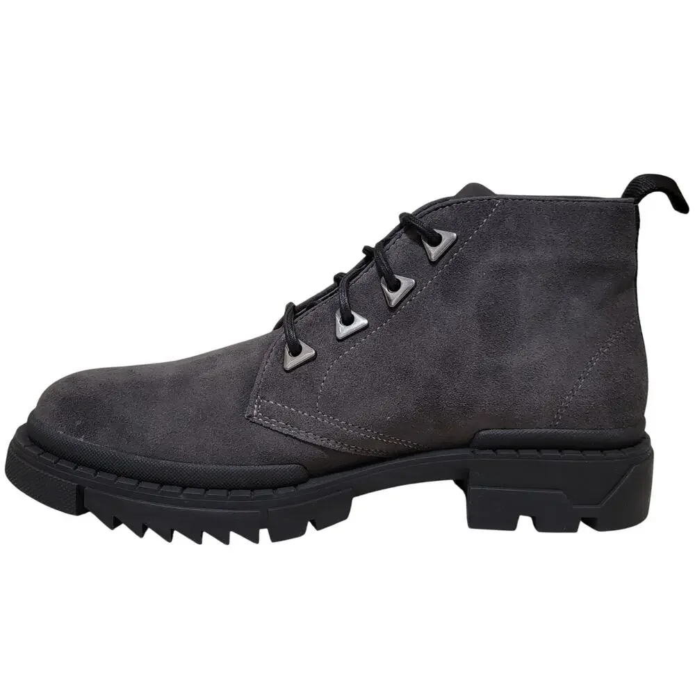 Karl Lagerfeld Men LF2B3017 Lug Sole Combat Boots Size US 9.5M Grey Suede